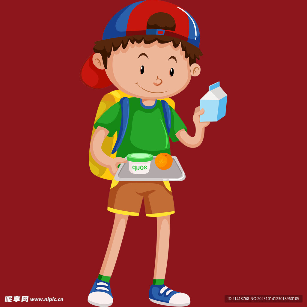 背着书包的上学小男孩