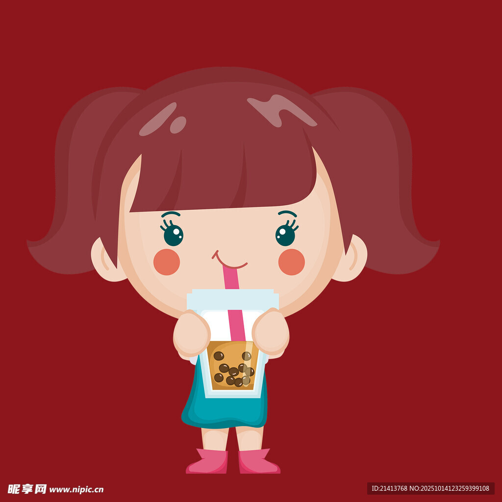喝果汁的可爱小女孩