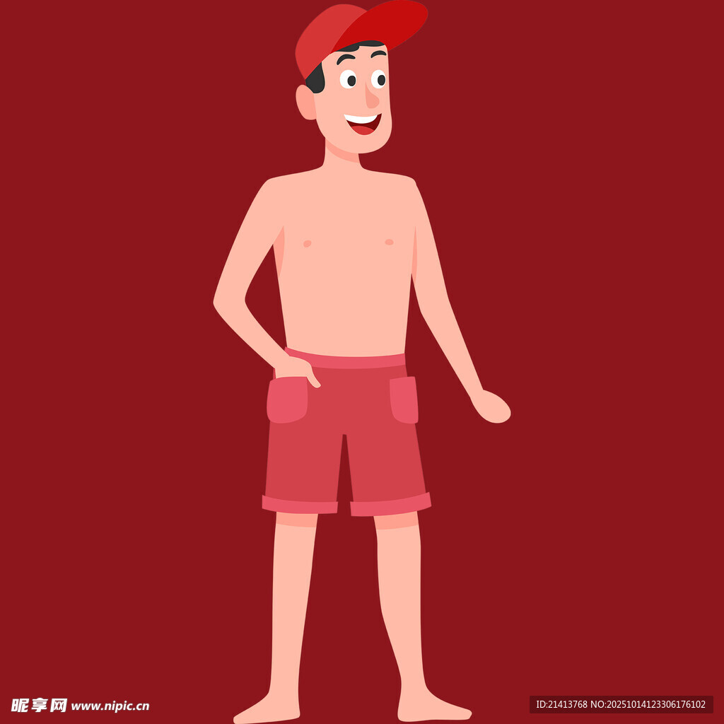 穿红短裤的开心男孩