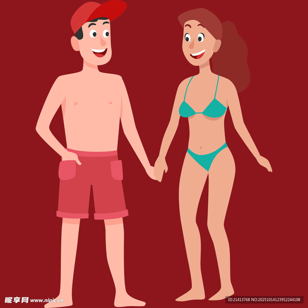 海滩情侣甜蜜度假瞬间