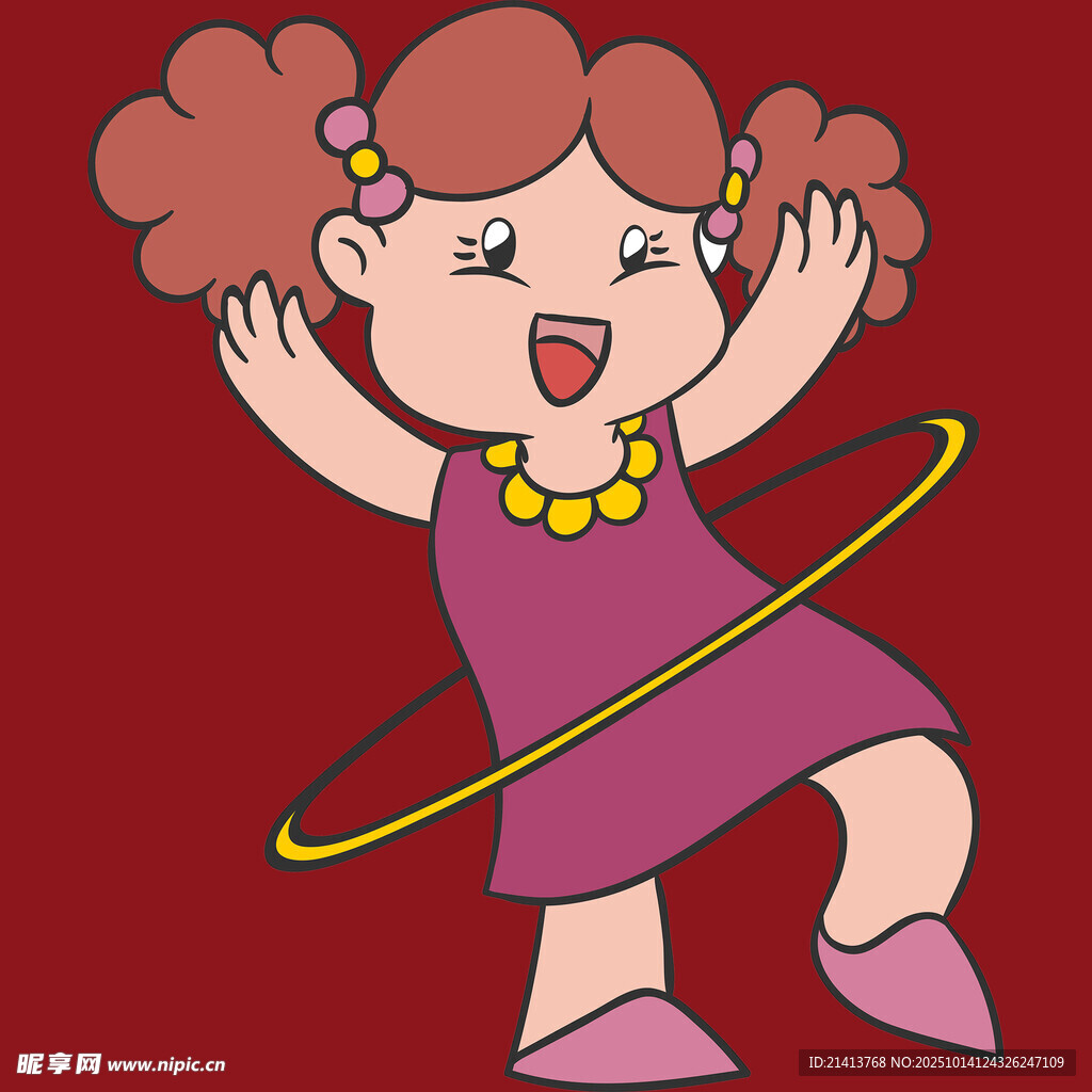 小女孩欢快转呼啦圈