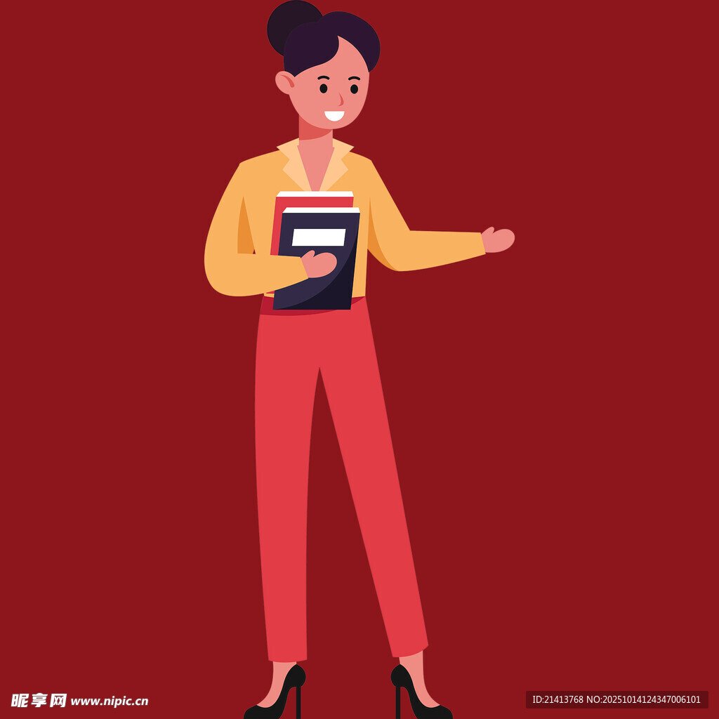 持书女士优雅姿态展示