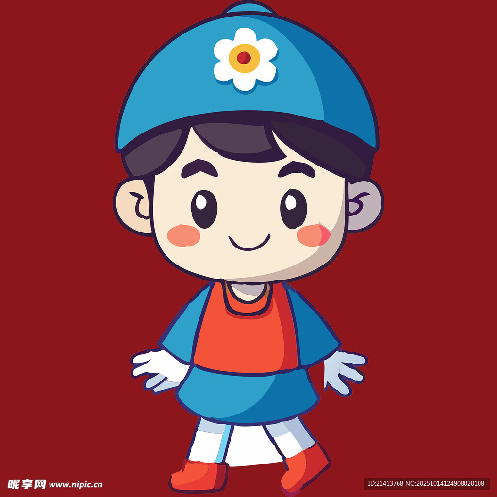 戴蓝帽的可爱卡通小男孩