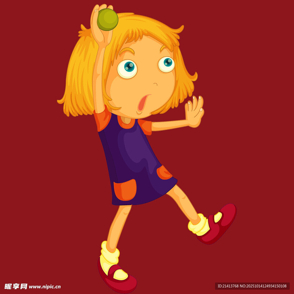 女孩举苹果做活泼动作