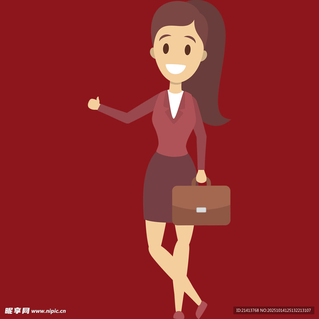 商务女士持公文包友好示意