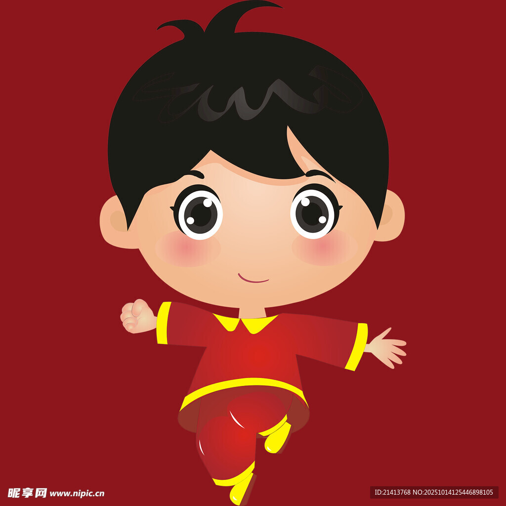 红衣少年练功夫