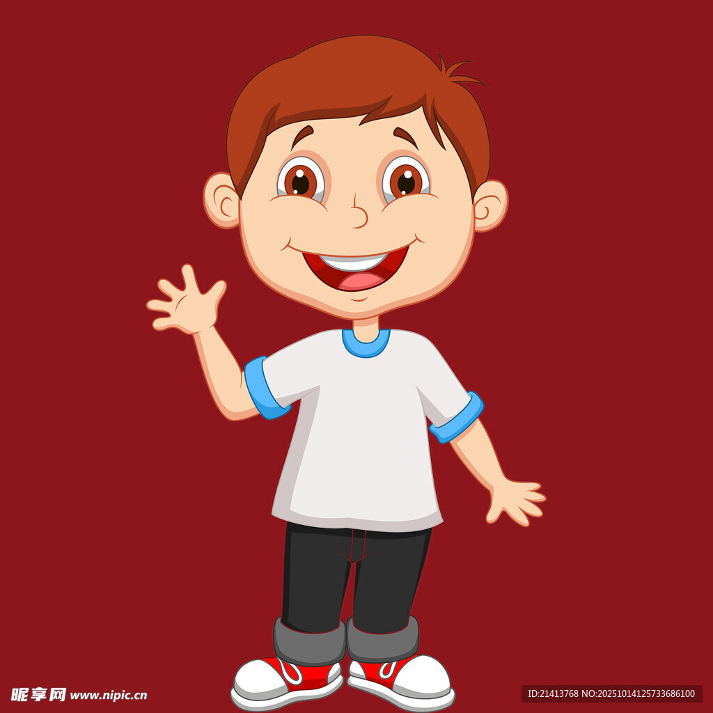 挥手微笑的可爱小男孩