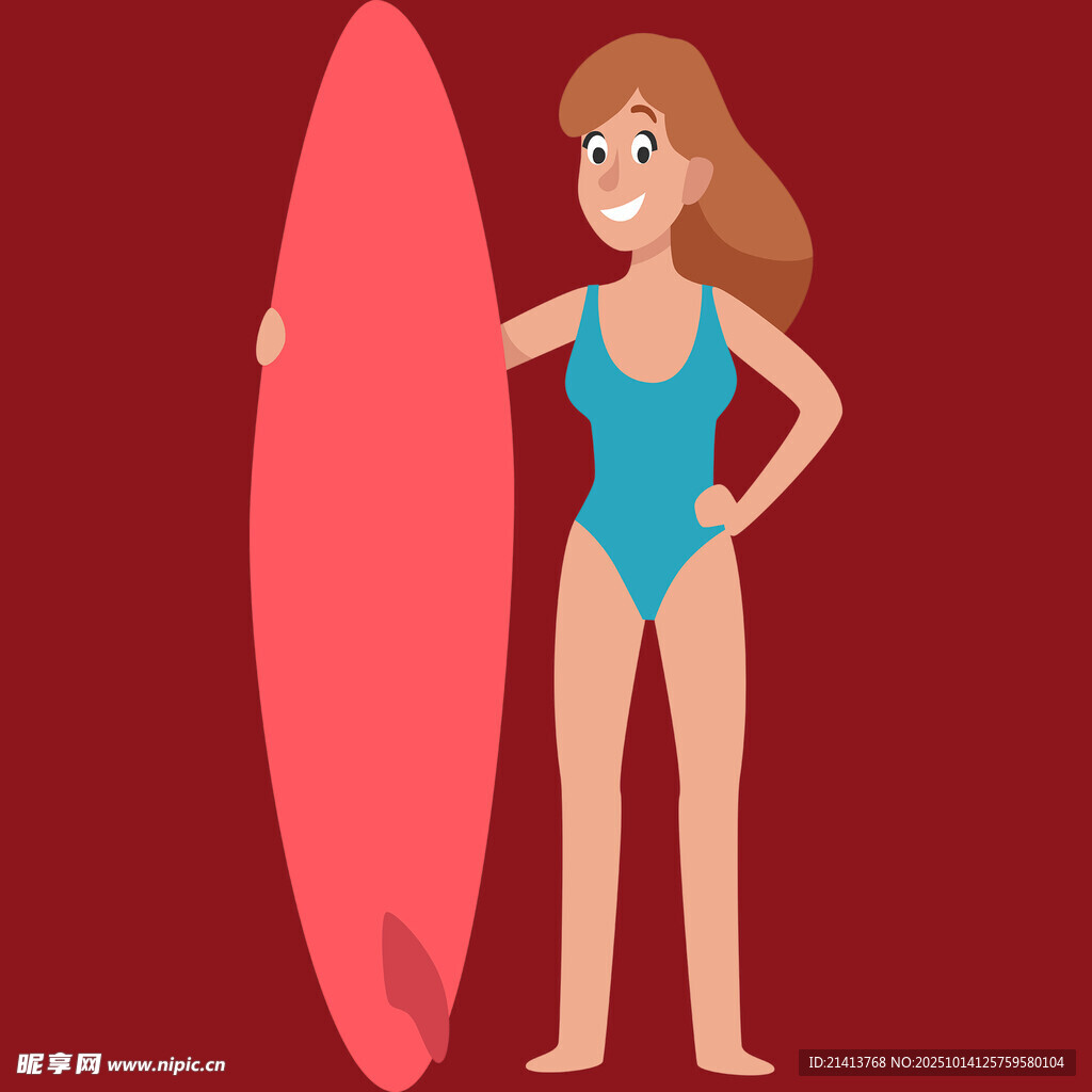 穿泳衣持冲浪板的女士