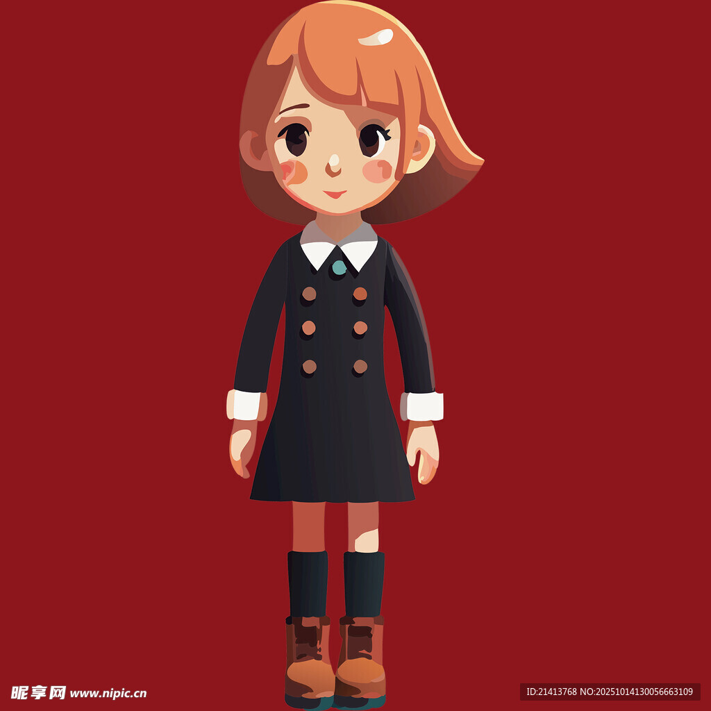 可爱卡通女学生形象