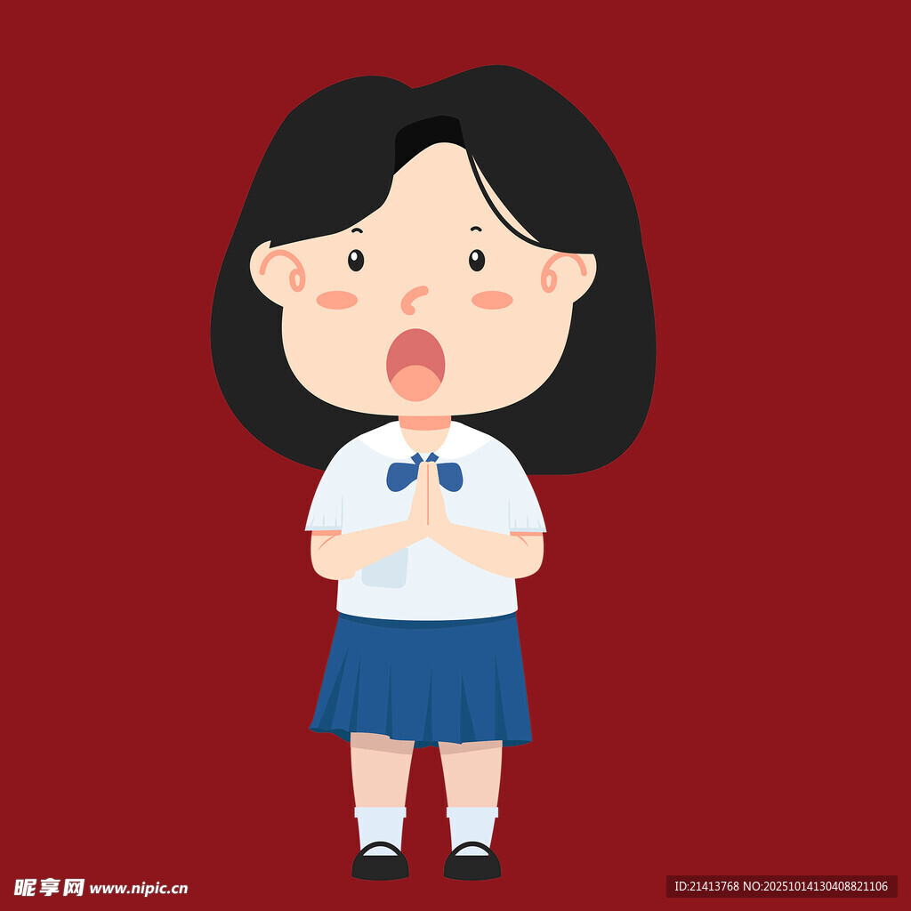 惊讶的校服女孩