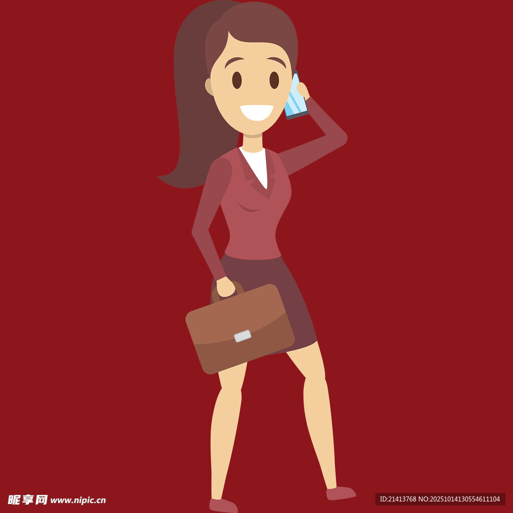 商务女性打电话并拎公文包