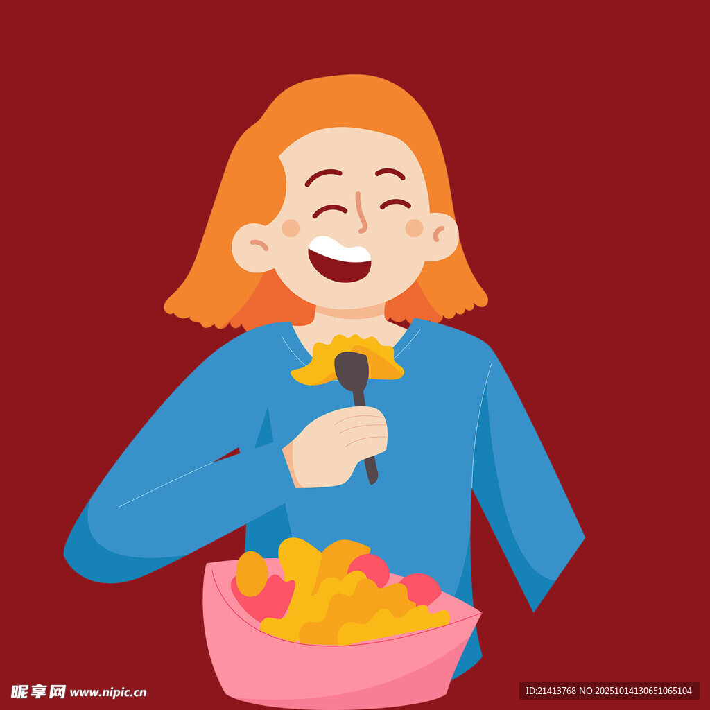 女孩开心享用美味爆米花