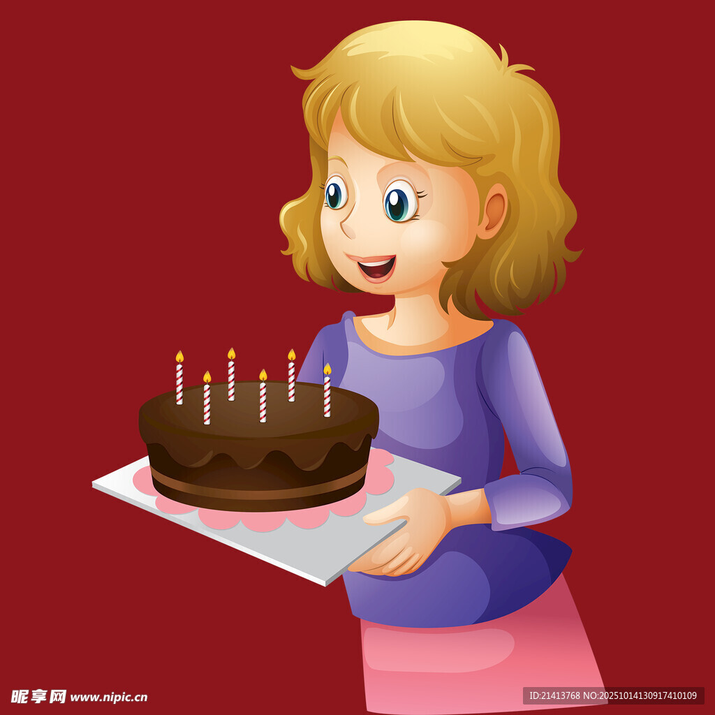 女孩手持生日蛋糕