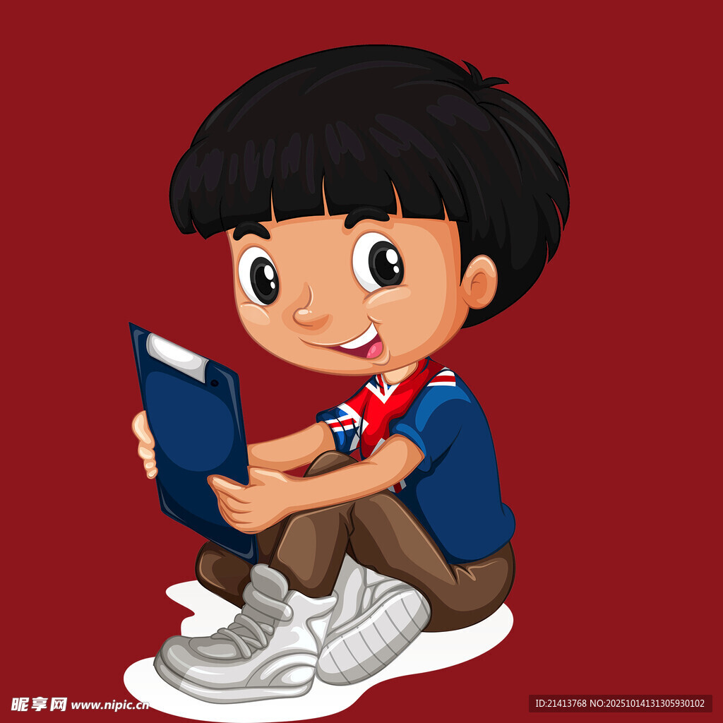 小男孩专注阅读瞬间