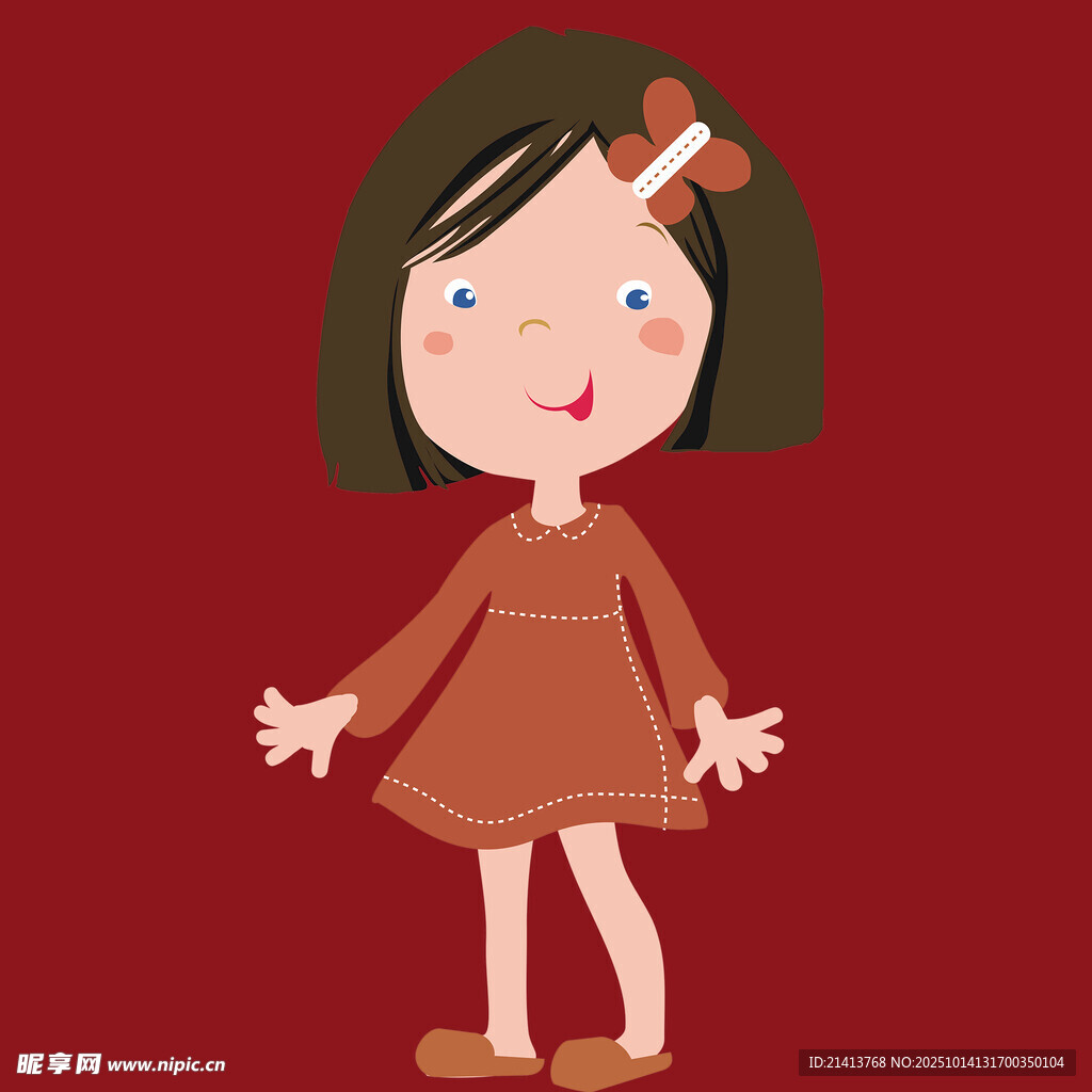红衣女孩可爱卡通形象
