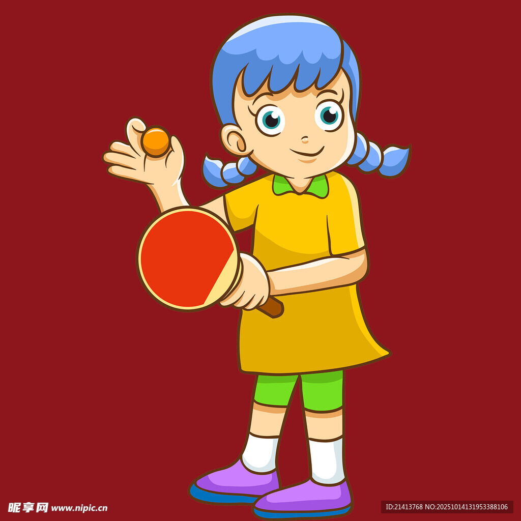 打乒乓球的可爱小女孩