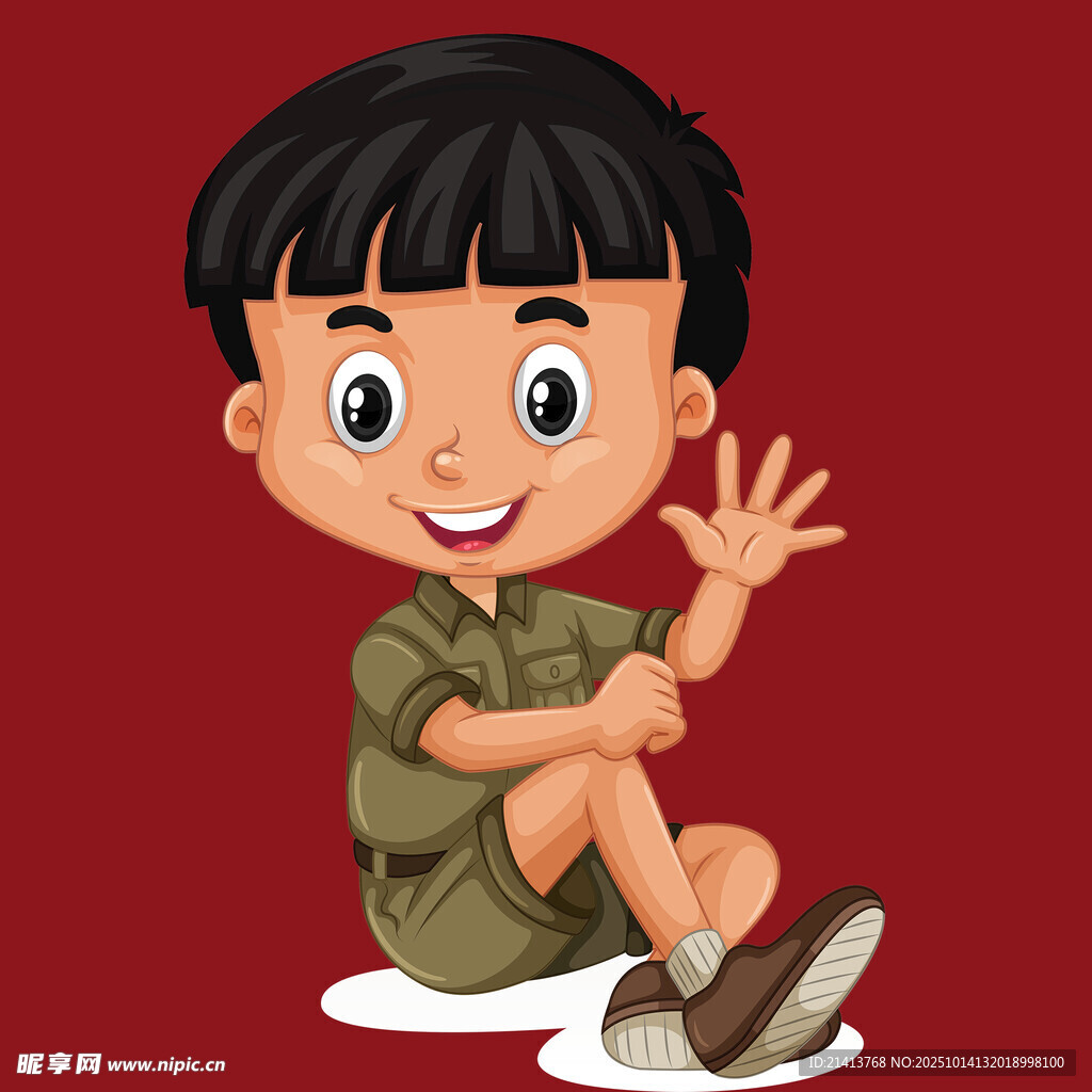 可爱小男孩开心打招呼