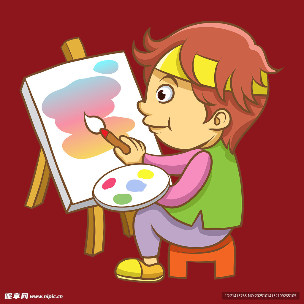 儿童专注作画瞬间