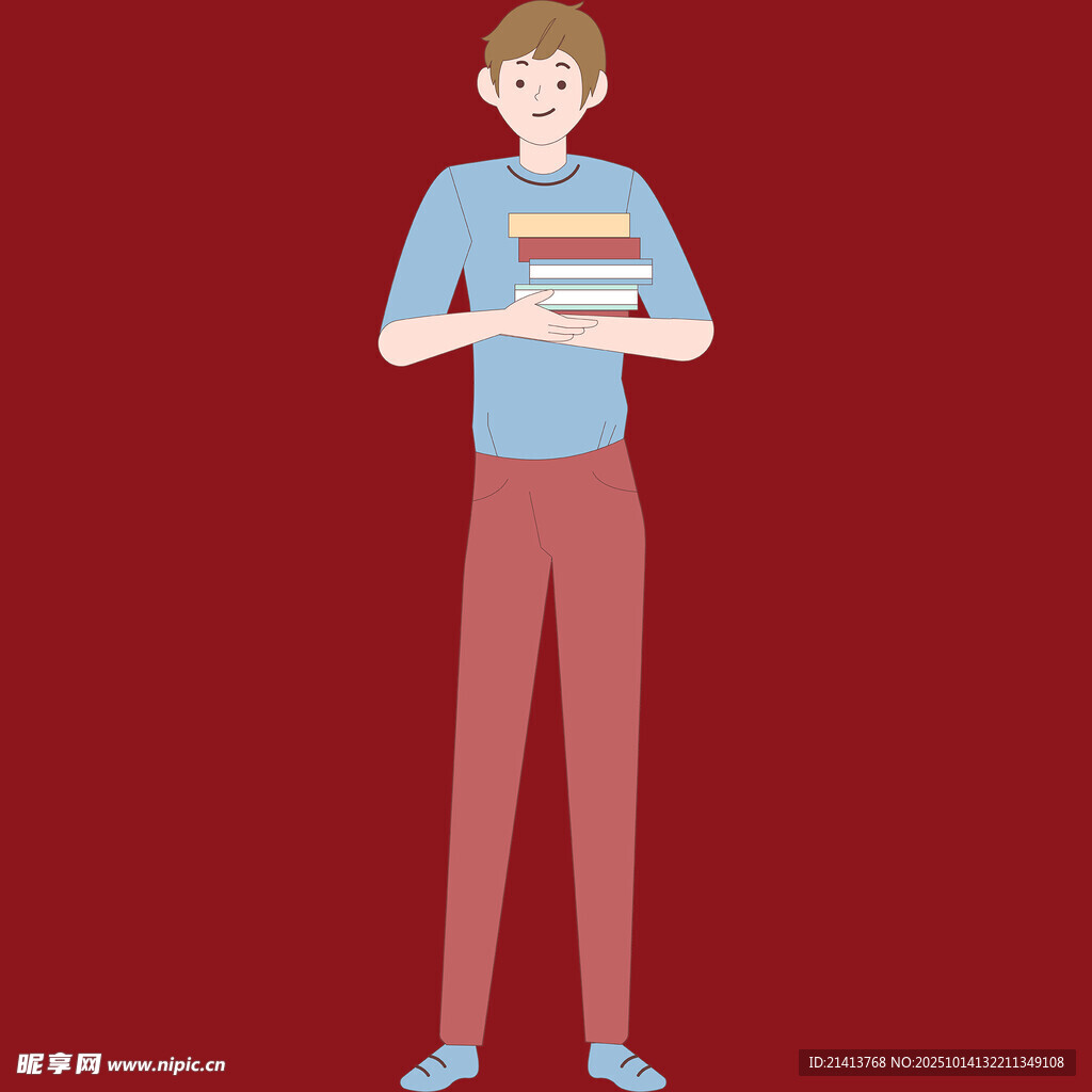 手持书籍的青春少年