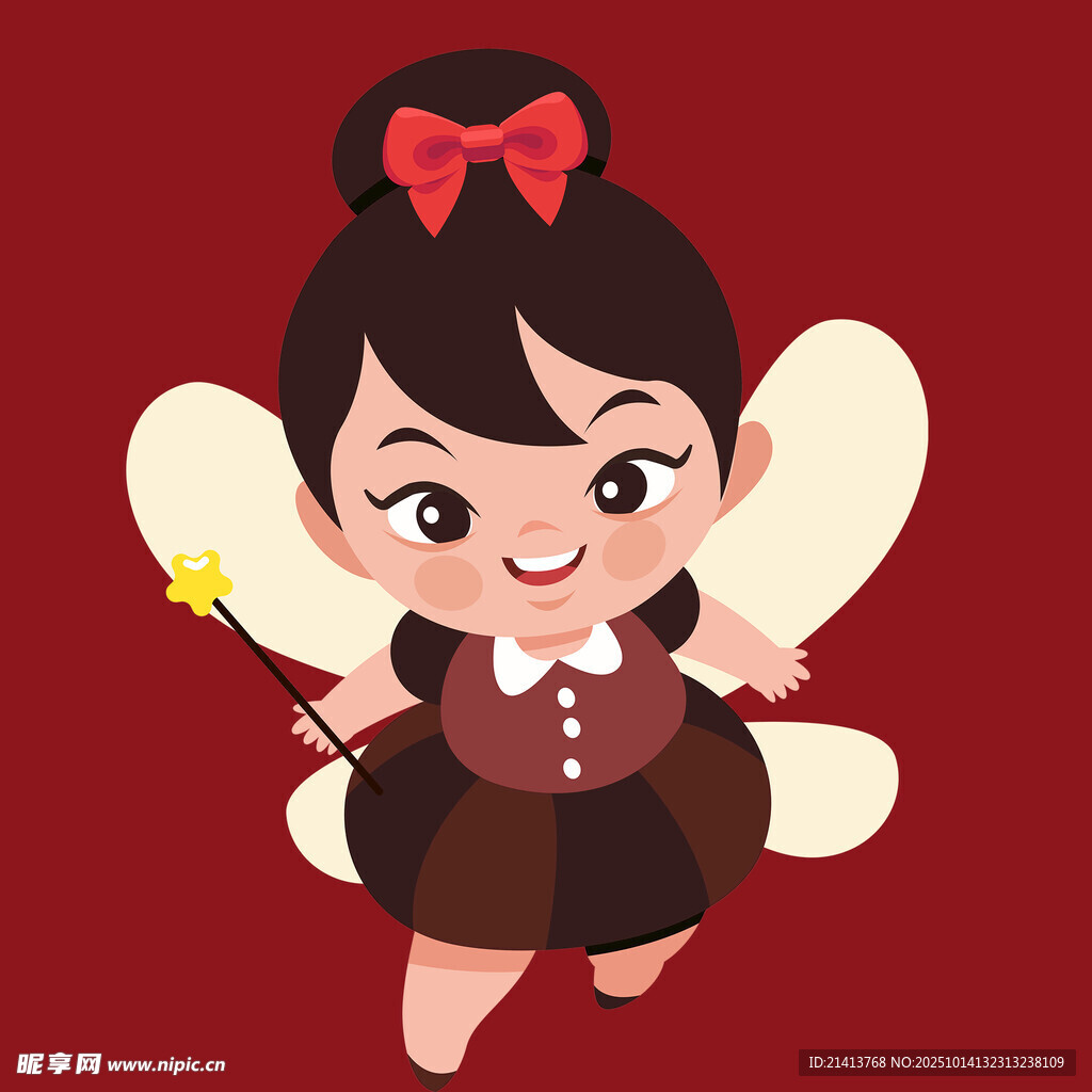 可爱小仙子持魔法棒飞舞