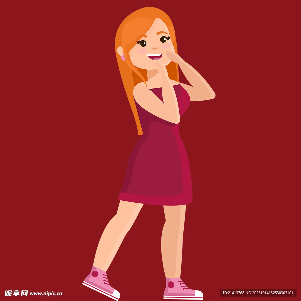 红衣女孩打电话