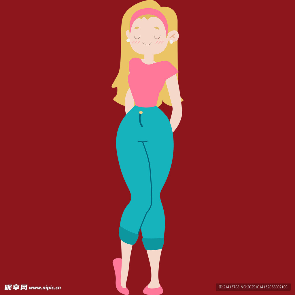 时尚金发女子休闲穿搭