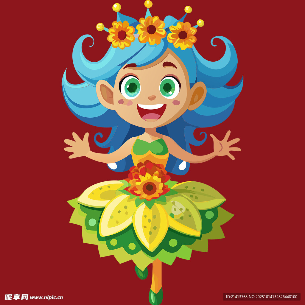 可爱花仙子女孩插画