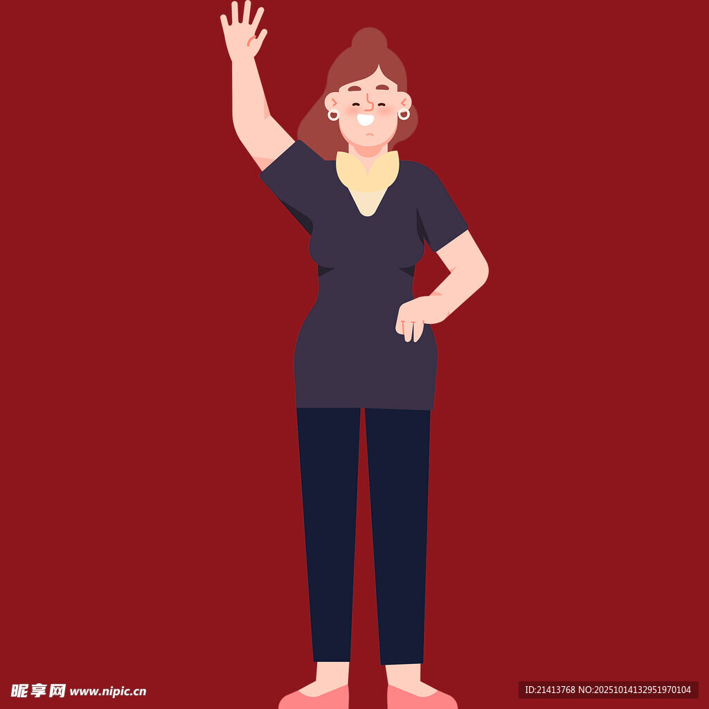 挥手致意的职业女性