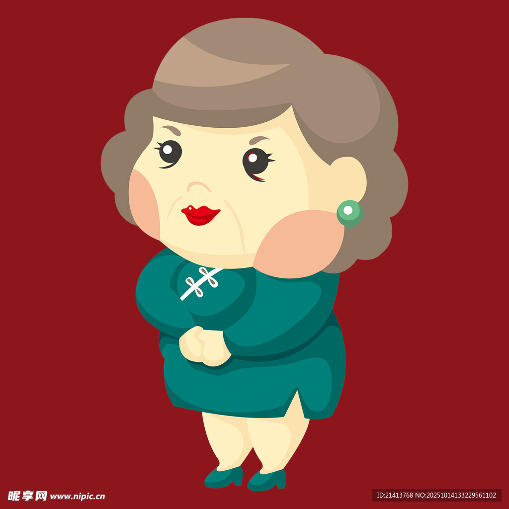 优雅的老年女性卡通形象