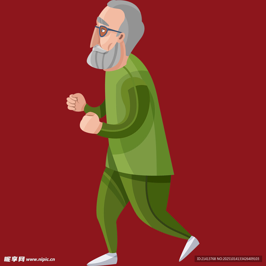老人活力满满地跑步
