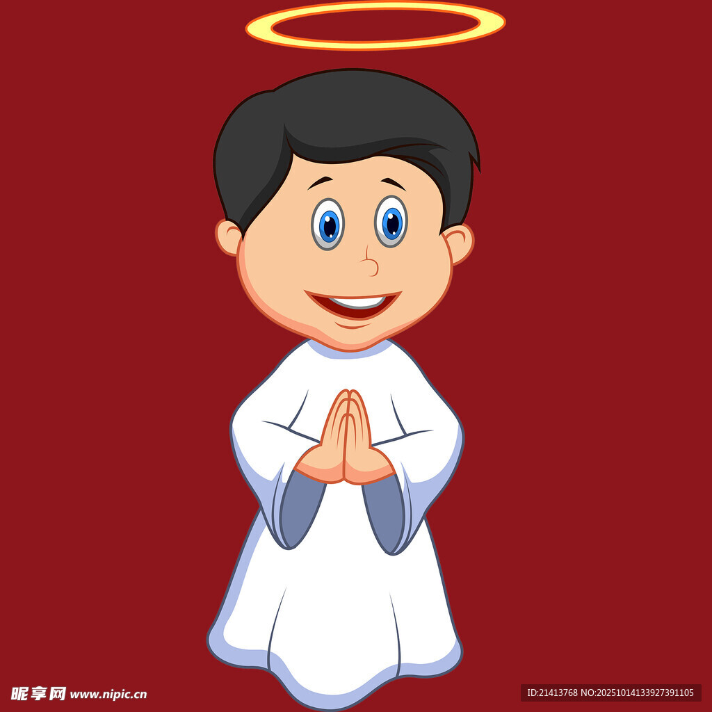 天使小男孩虔诚祈祷