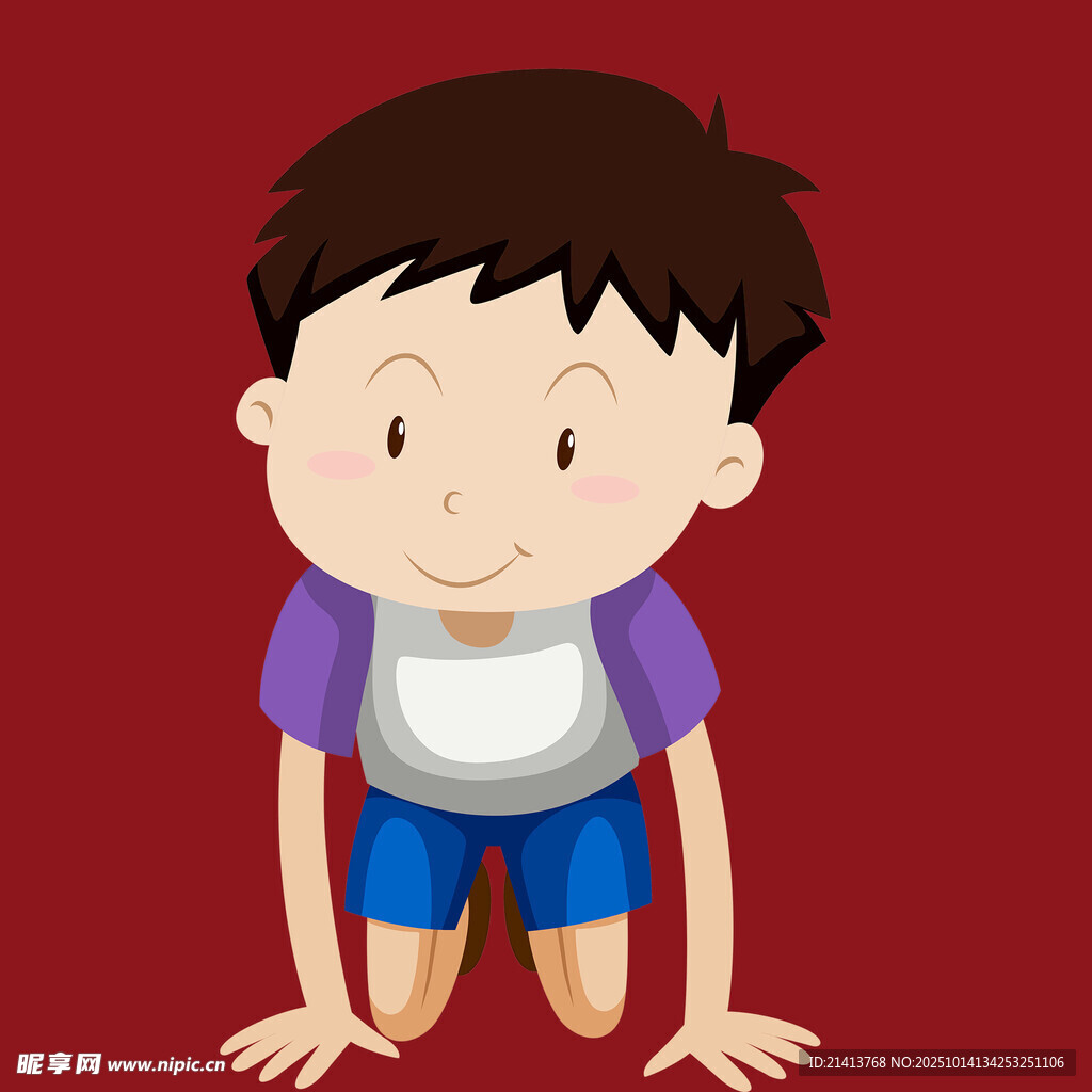 准备起跑的小男孩
