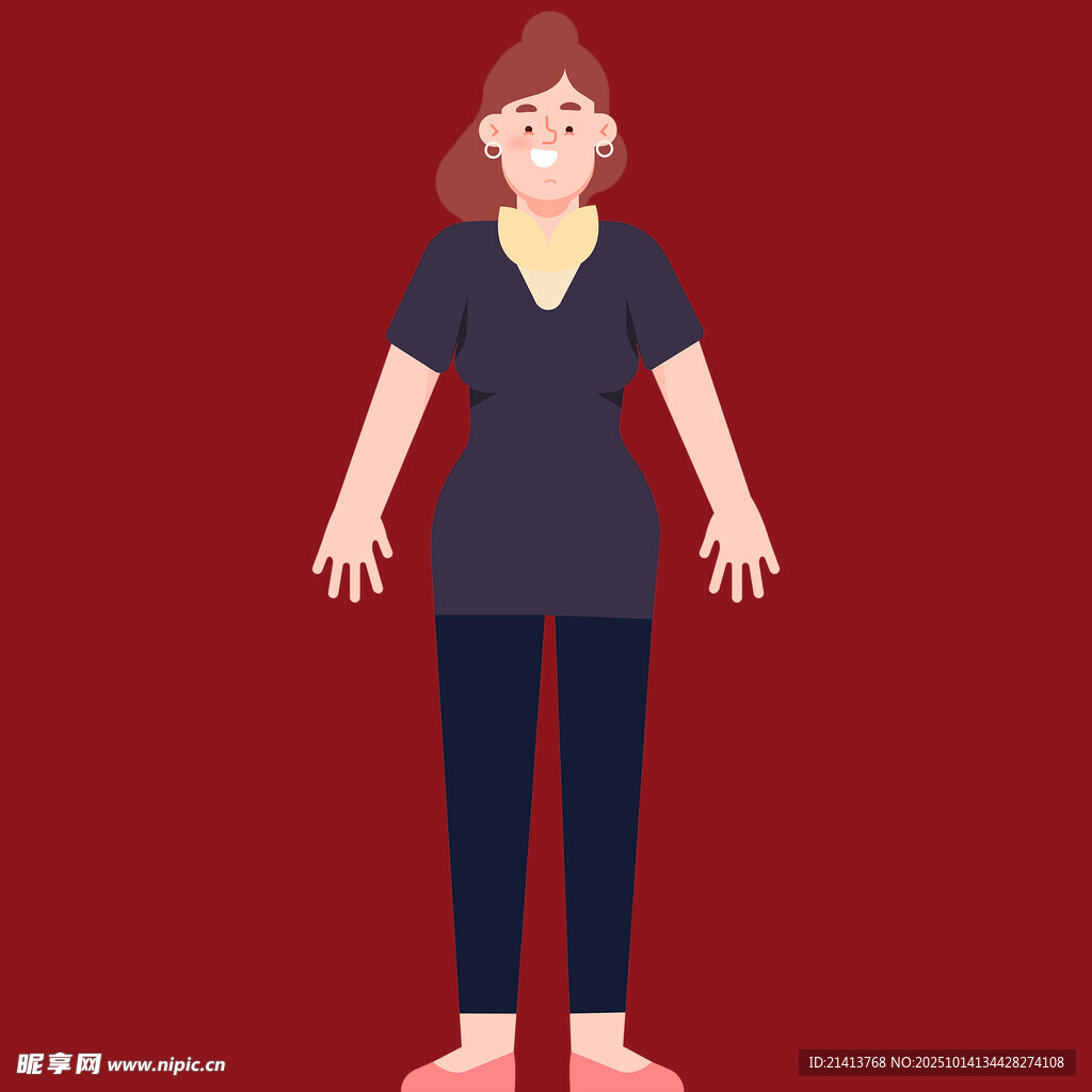 站立女性卡通形象展示