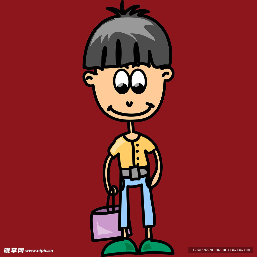 卡通男孩拎包形象