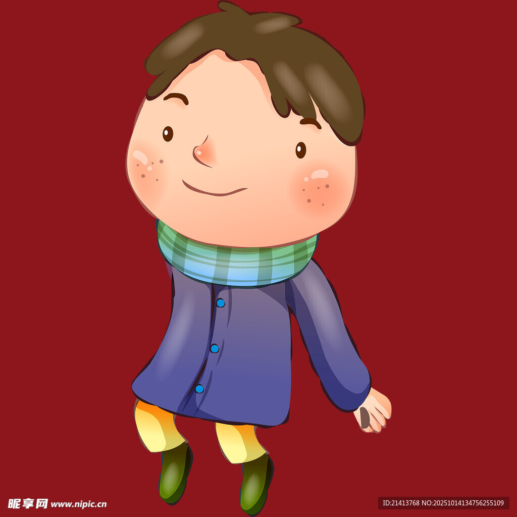 穿冬装的可爱小男孩