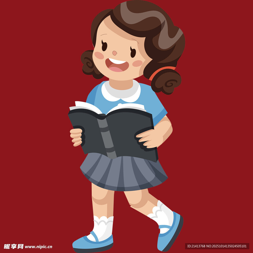 快乐读书的可爱女学生