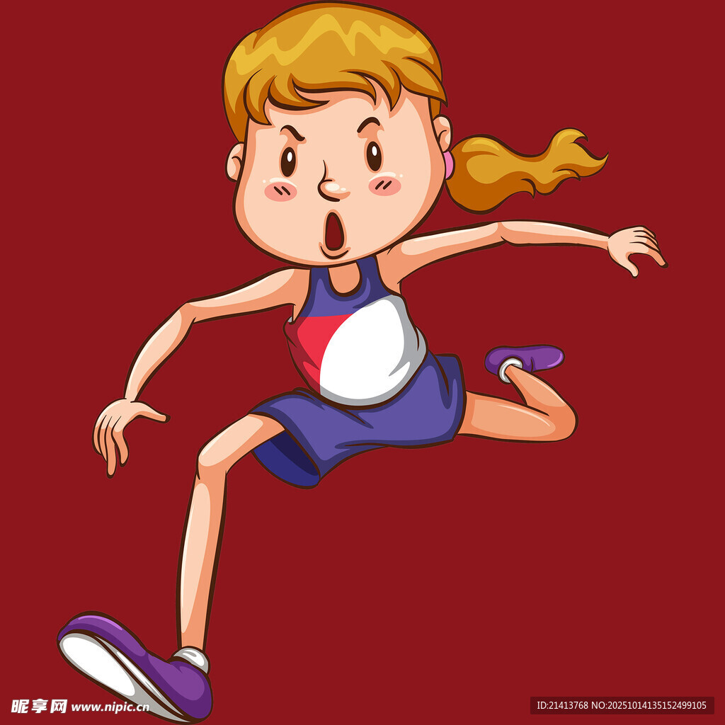 女孩活力奔跑瞬间