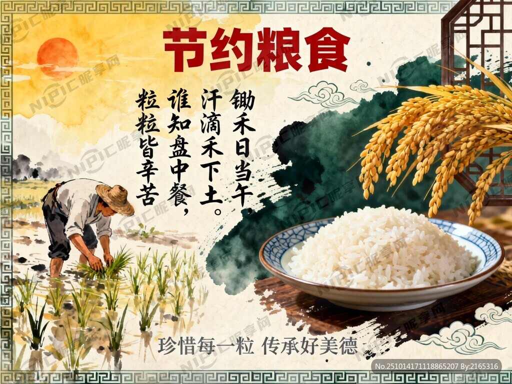 用悯农的诗做一张节约粮食海报