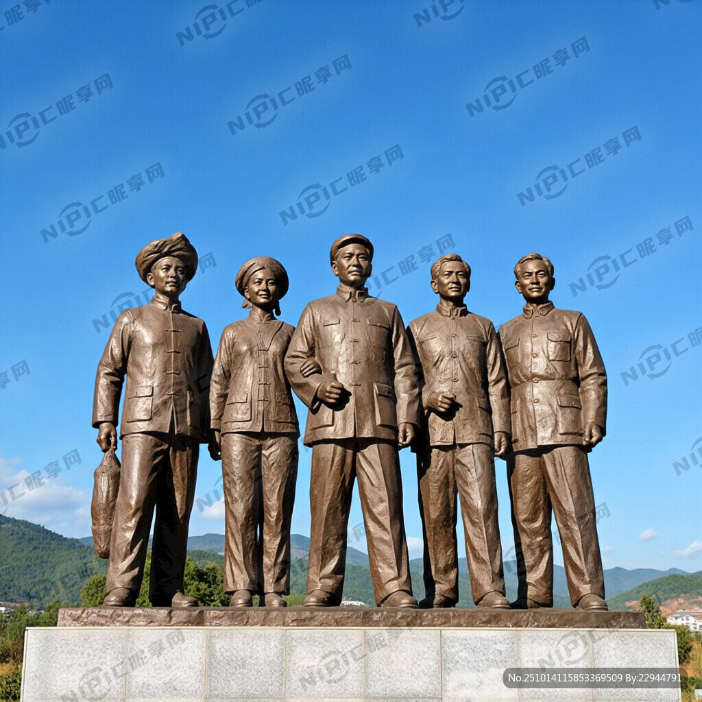 民族团结五个共同雕塑小品