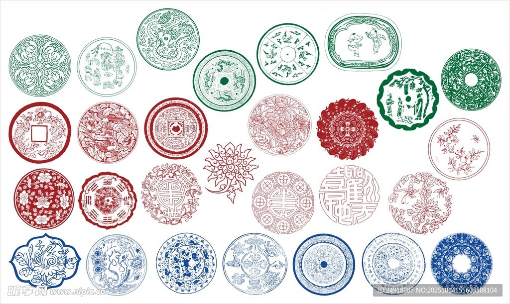 圆形花边 边框 传统图案 花纹