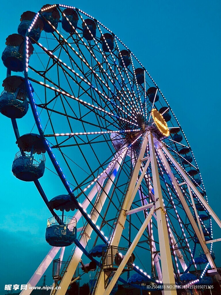 夜幕下的绚丽摩天轮