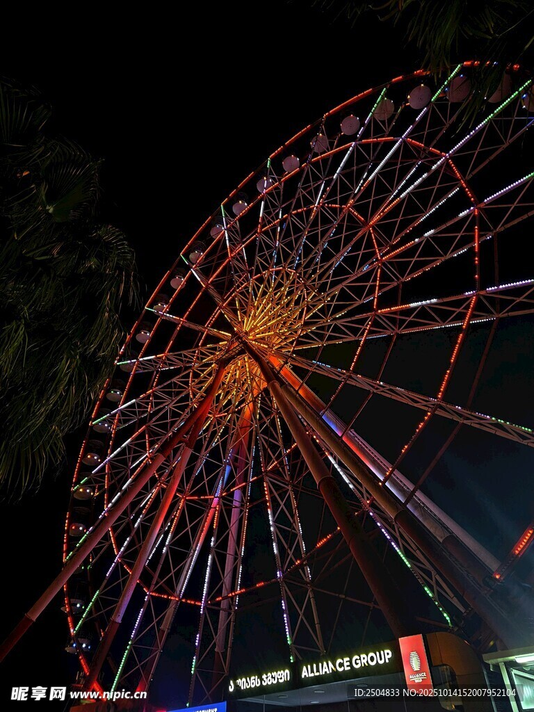 夜下璀璨摩天轮