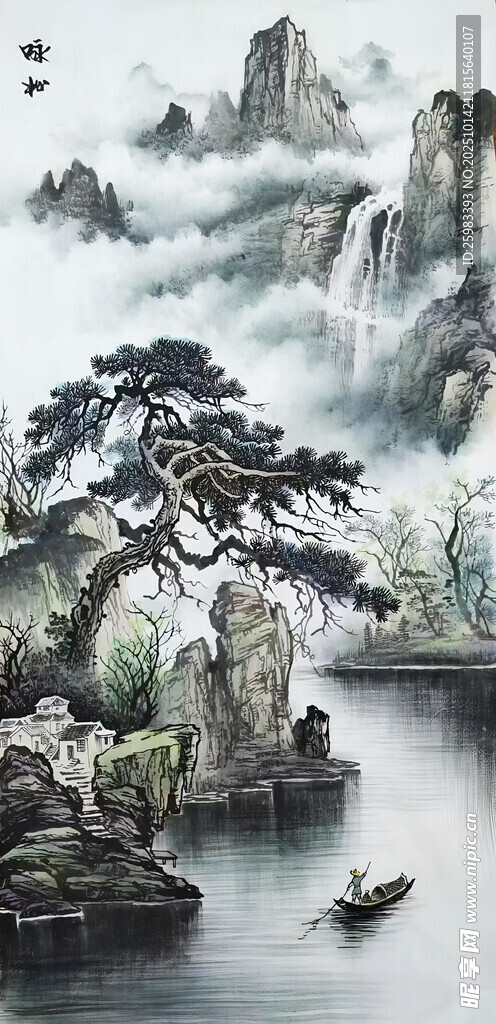 山水孤舟图