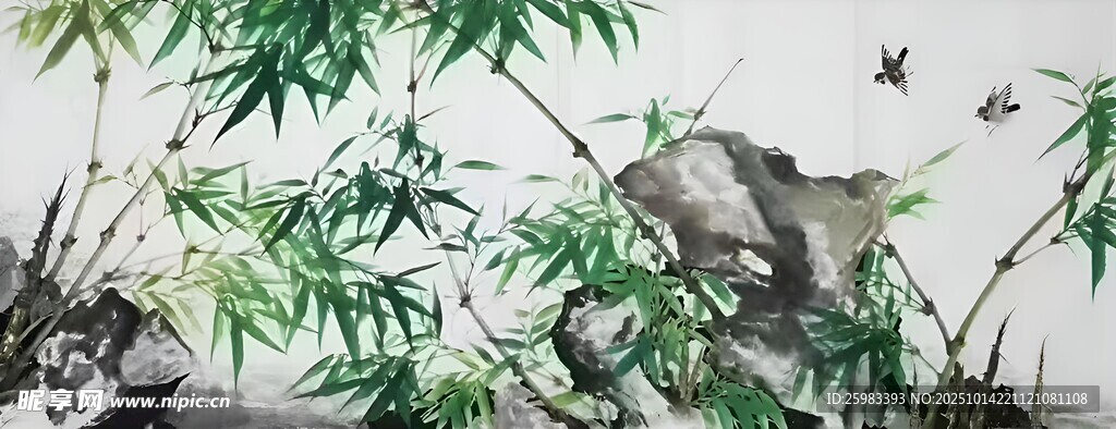 竹石山雀图