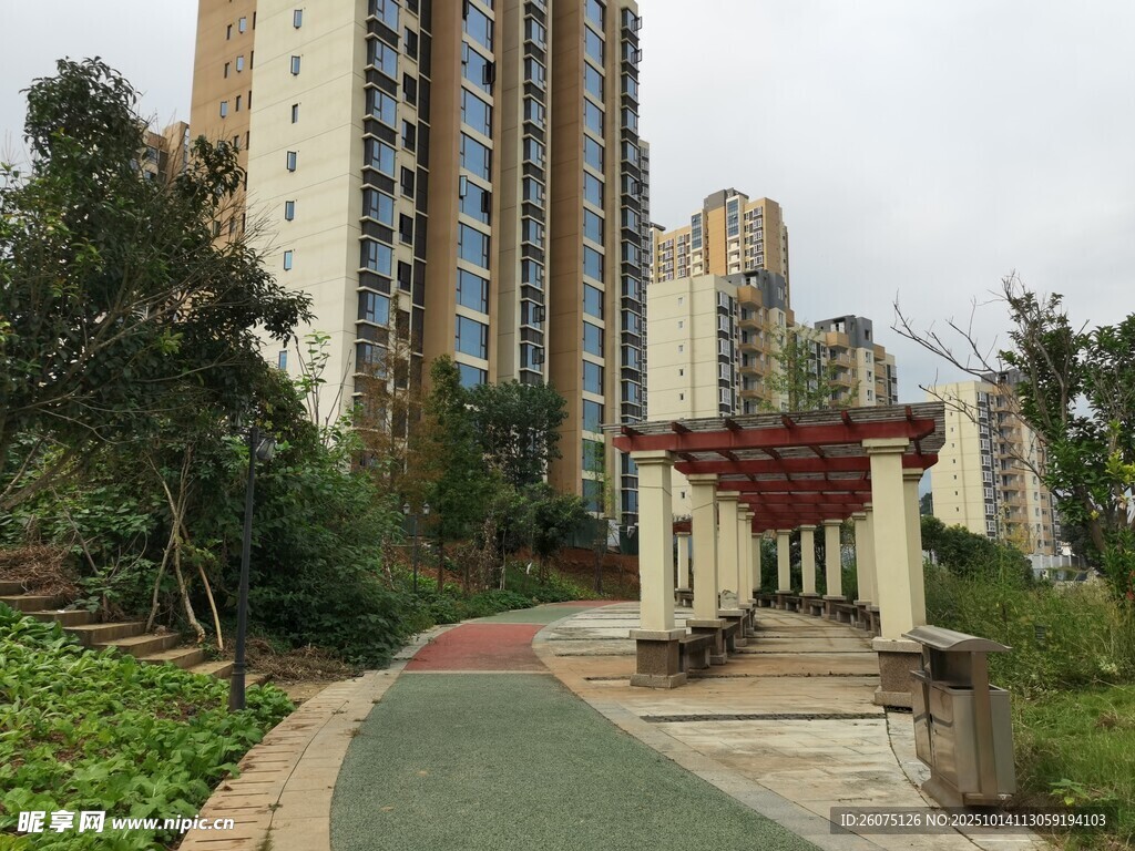 小区内的优美步道景观