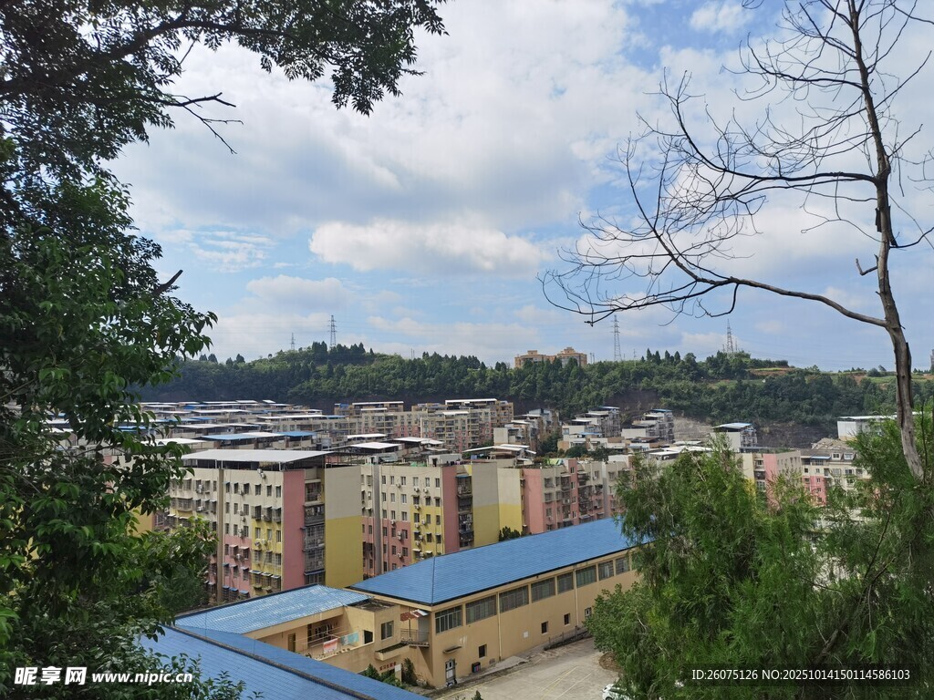 俯瞰多彩城镇风景