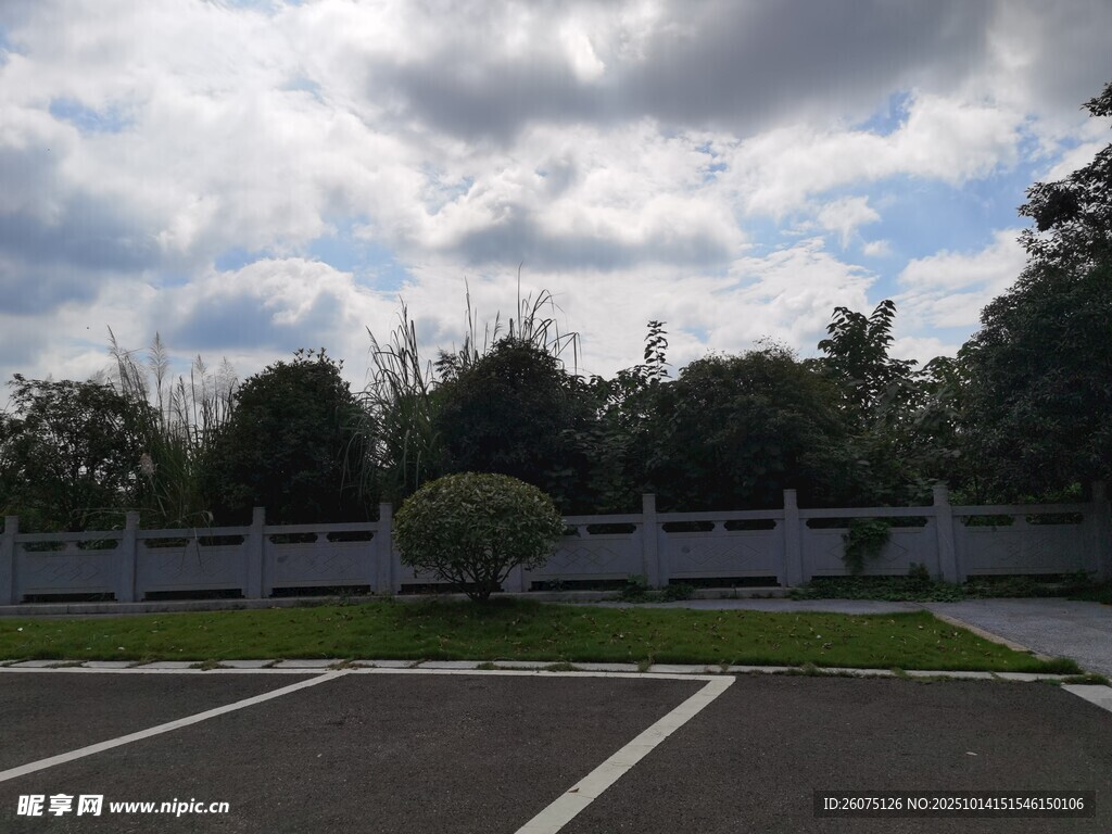 停车场外的自然景观