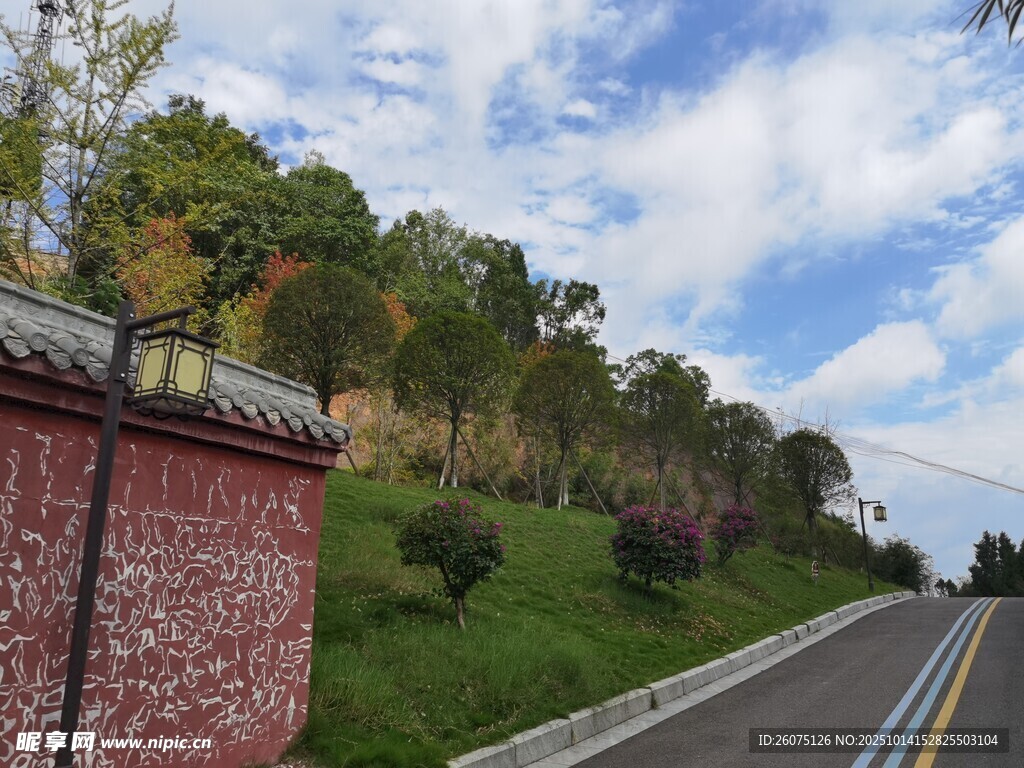 乡村公路旁的中式景致