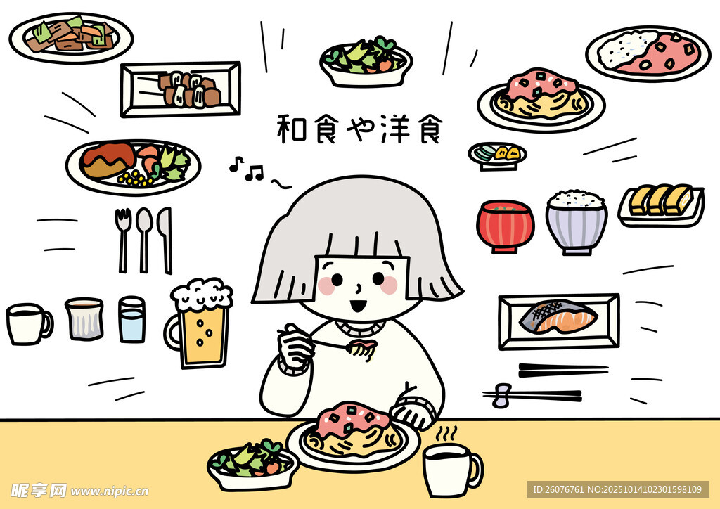 女孩畅享多样美食时刻