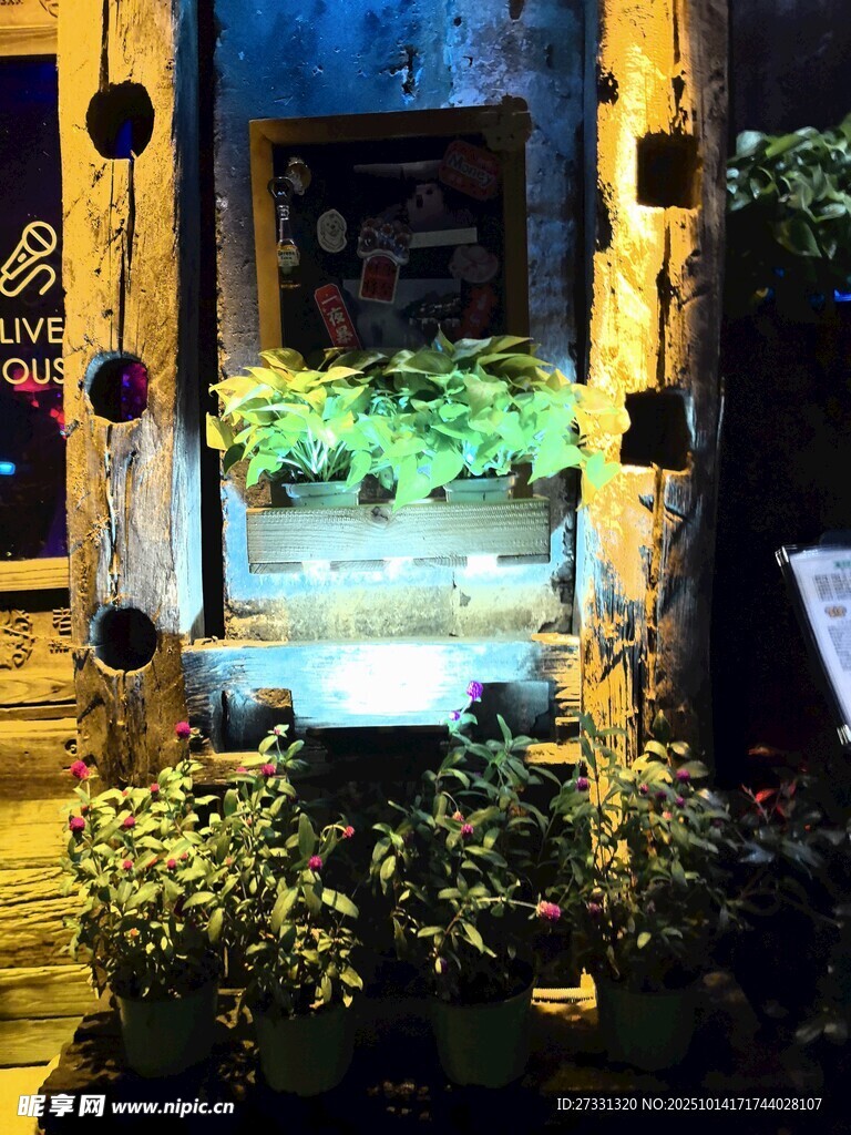 温馨绿植小店夜景